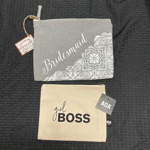 Bridesmaid Grey White Little Bag & Girl Boss Canvas Beige Black Bag